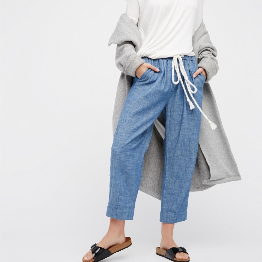 PRICE FIRM!💘 Free people everyday chambray pants - Picture 3 of 8